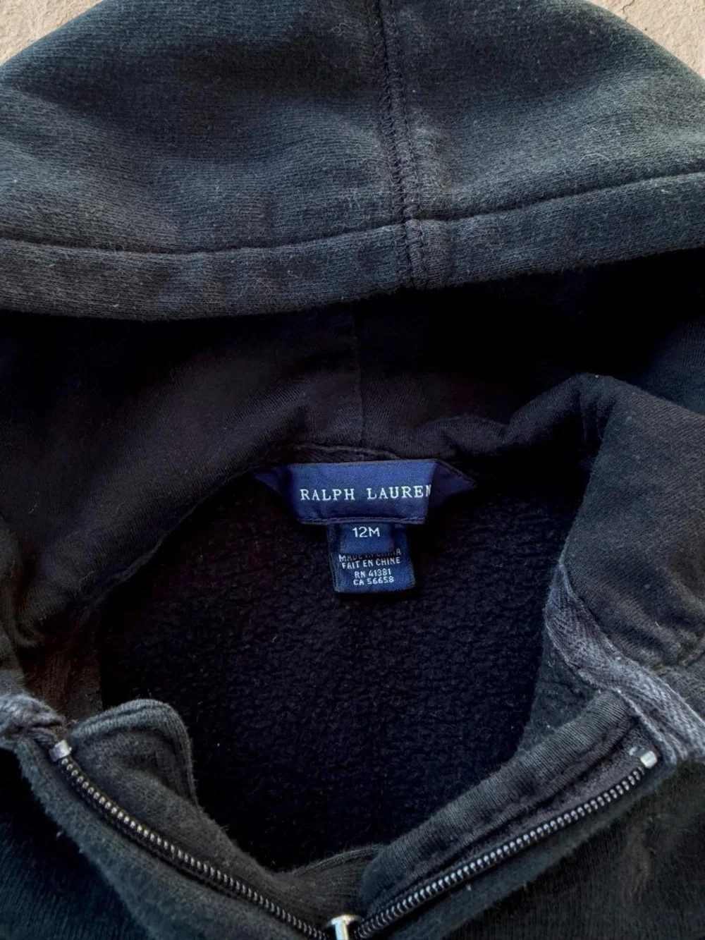 Ralph Lauren black Hooded Peplum Zip Hoodie - Kids 12 months